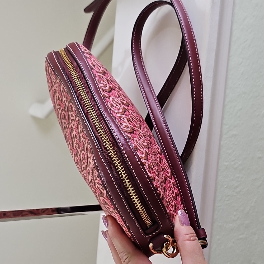 COACH CF343 MADI Crossbody Rouge Pink Canvas/Leather Monogram Print EUC - Picture 3 of 15